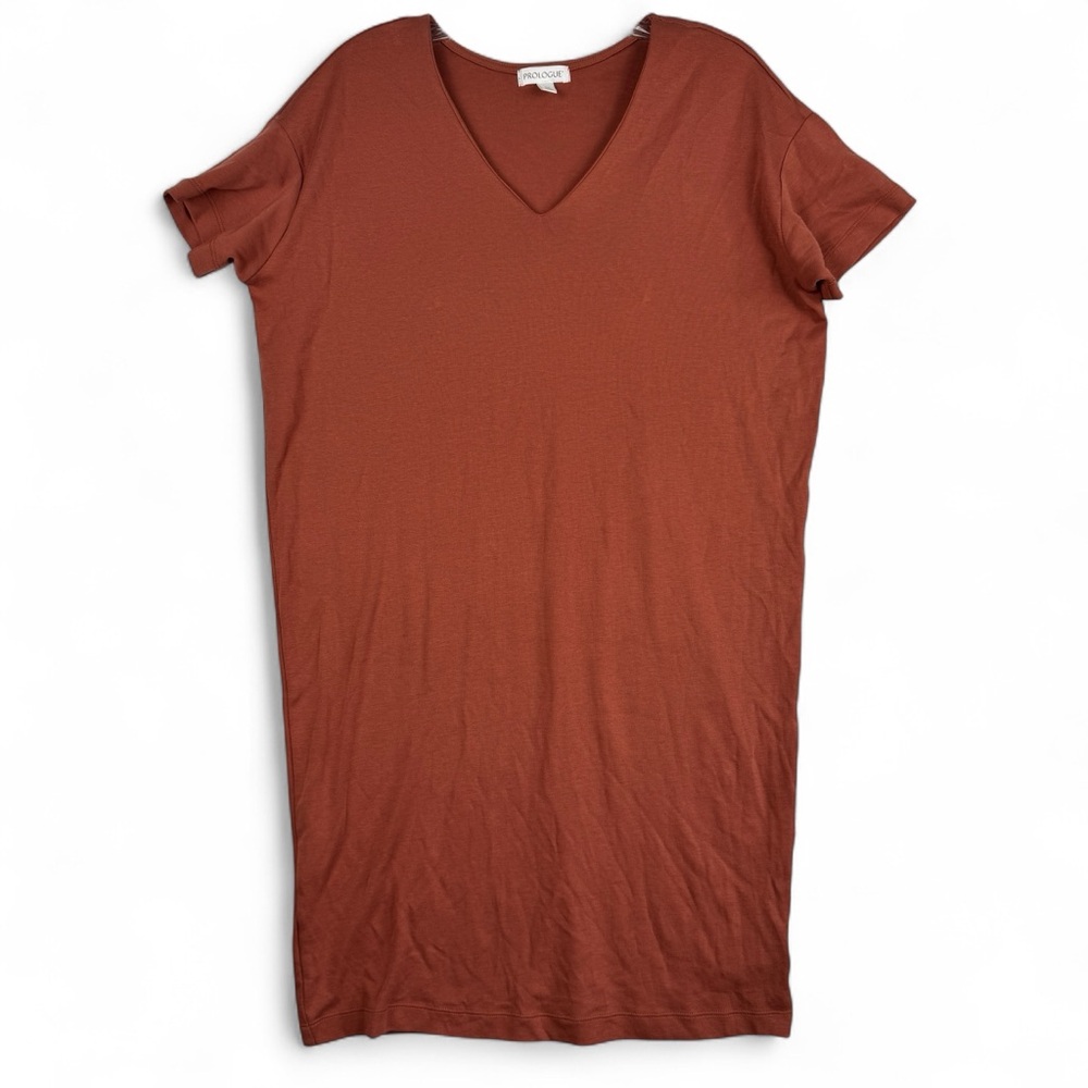 Prologue Womens Size XS‎ Rust Orange Casual Dress Short Sleeve V Neck T shirt